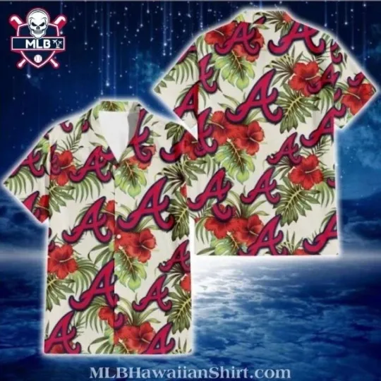 Discover Lively Greenery Atlanta Baseball Tropical Hawaiian Shirt, Gift for Fan