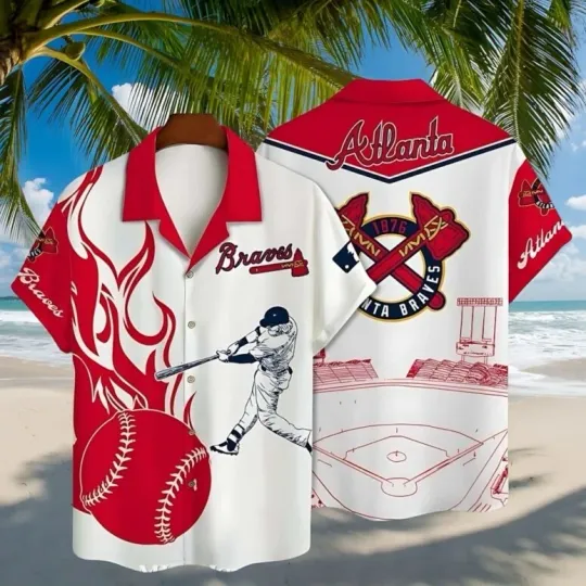 Discover Atlanta Baseball Home Run Heat Summer Aloha Unisex Hawaiian Shirt, Gift for Fan