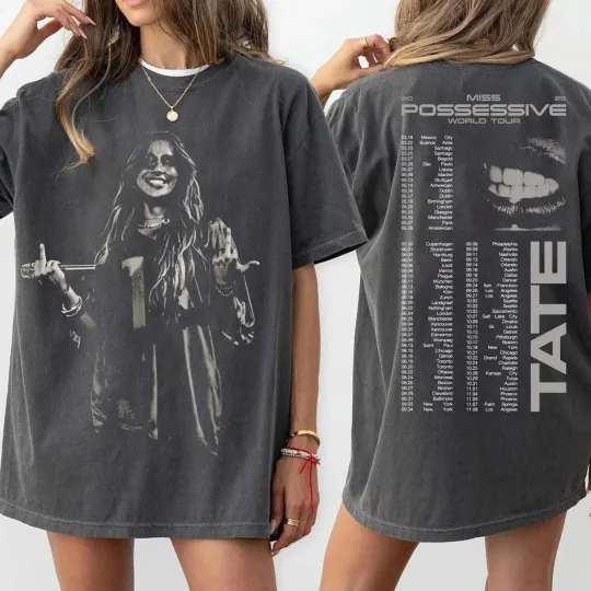 Discover Tate Mcrae 2025 Concert, Tate Mcrae Miss Possessive Tour 2025 Unisex T-Shirt