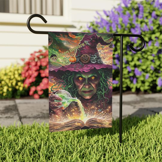 Discover Halloween Garden Flag   Witchy Halloween Porch  Yard Dcor  Spooky Cute Outdoor Fall Decoration Garden & House Banner