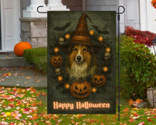Discover Collie Witch Halloween Garden Flag  : Autumn Yard Decor