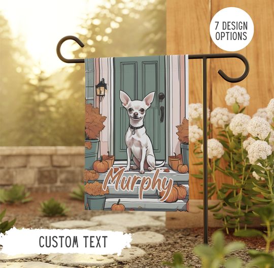 Personalized Name Chihuahua Halloween Garden Flag,Custom Dog Flags,Pet Owner Gift,Chihuahua Mom Gifts,Dad Present,Fall Decor,Autumn