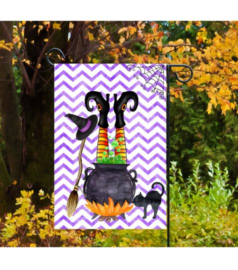 Discover Halloween Garden Flag, Sublimation, Transfer File , Garden Flag,  Witch Flag, Witch Legs