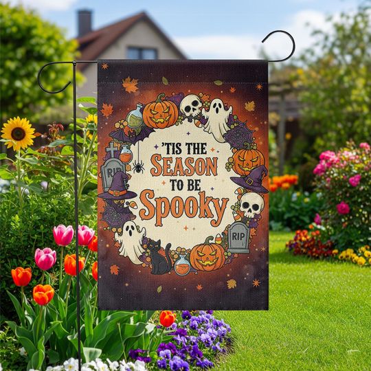 Discover Halloween Garden Flag: Spooky Ghost, Pumpkin, Witch - Fall Yard Decor