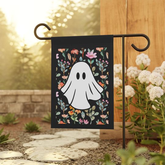 Discover Vintage Halloween Garden Flag,Retro Fall Garden Flag, Halloween Ghost Garden Flag,Halloween Banner, Spooky Floral Flag, 12x18 Inch Banner