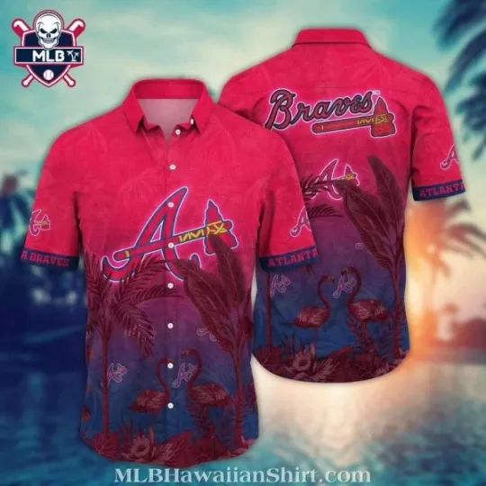 Discover Atlanta Baseball Exotic Canopy Hawaiian Shirt – Flamingo Twilight, Gift for Fan
