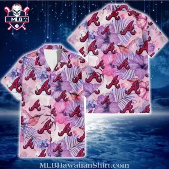 Discover Lush Pink Flora Atlanta Baseball Hawaiian Shirt , Gift for Fan