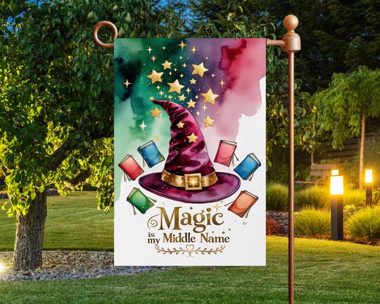 Discover Happy Halloween Garden Flag Sublimation Design,Magical Witch Hat Garden Flag Template, Magic Garden Flag Png, Instant Digital Download PNG,