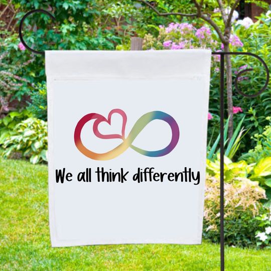 Discover Autism awareness garden flag, 12x18 garden flag, black or white autism awareness flag, rainbow infinity symbol garden flag, double sided