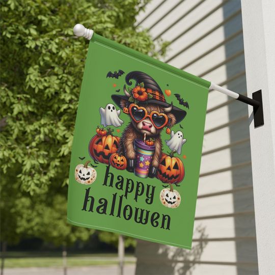 Discover Halloween Garden Flag Witch Cat Pumpkin Ghost Spooky Outdoor Yard Decor
