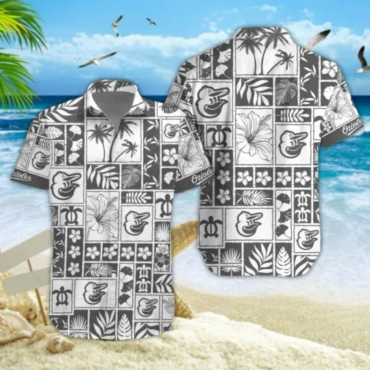 Discover Baltimore Baseball Monochrome Island Hawaiian Shirt Summer Aloha, Gift for Fan