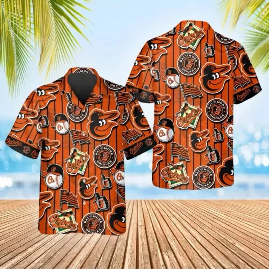 Discover Baltimore Baseball Pinstripe Icons Hawaiian Shirt Summer Aloha, Gift for Fan