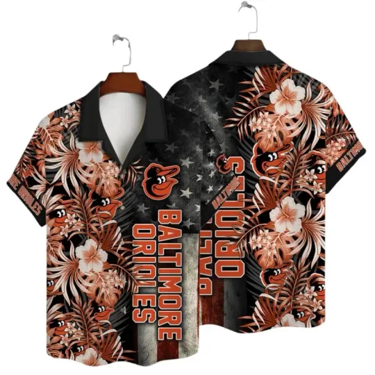 Discover Baltimore Baseball Patriotic Flora Hawaiian Shirt Summer Aloha, Gift for Fan