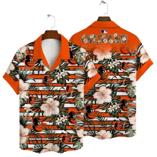 Discover Baltimore Baseball Orange Tropical Bloom Hawaiian Shirt Summer Aloha, Gift for Fan