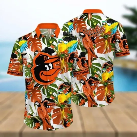 Discover Baltimore Baseball White Parrot Tropical Hawaiian Shirt , Gift for Fan