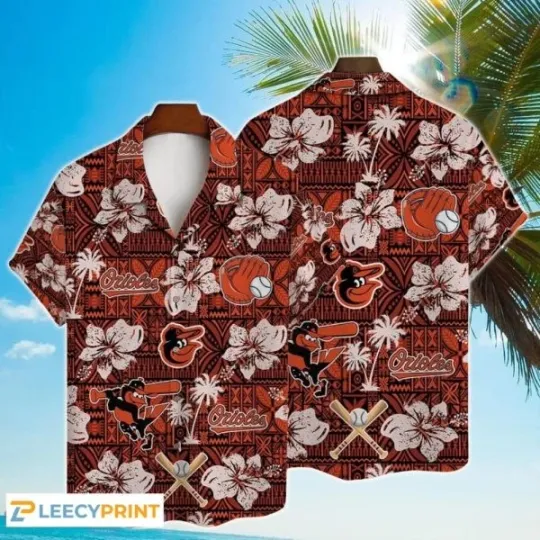 Discover Baltimore Baseball Hibiscus Pattern Vintage Hawaiian Shirt, Gift for Fan