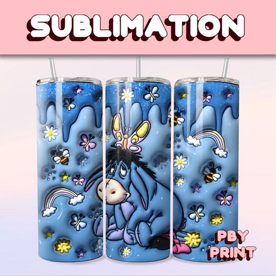 Discover Cute Blue Honey Bear, Sublimation 20oz Tumbler Wrap, Summer, Magical, Christmas, Halloween, Cartoon, Characters, Libbey Glass Wrap Design