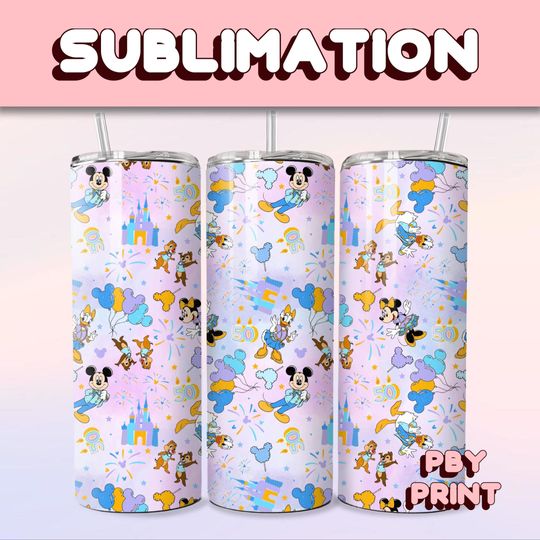 Discover Cute 100 Year Mouse Celebration, Sublimation 20oz Tumbler Wrap, Summer, Magical, Christmas, Halloween, Cartoon, Characters, Libbey Design