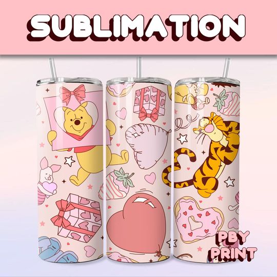 Honey Bear & Friends, Cute, Sublimation, 20oz Tumbler Wrap, Magical, Christmas, Halloween, Cartoon, Characters, Libbey Glass Wrap Design