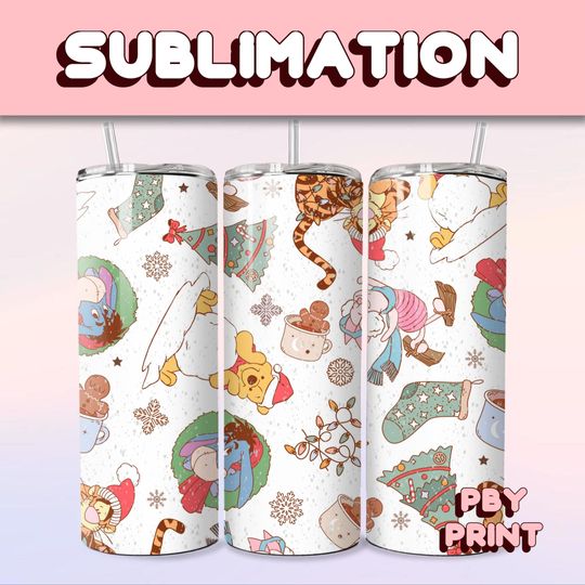 Discover Cute Honey Bear Holiday, Sublimation 20oz Tumbler Wrap, Cute, Magical, Christmas, Halloween, Cartoon, Characters, Libbey Glass Wrap Design