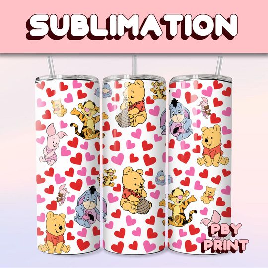 Discover Baby Honey Bear & Friends, Sublimation 20oz Tumbler Wrap, Magical, Christmas, Halloween, Cartoon, Characters, Libbey Glass, Wrap Design