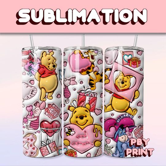 Discover Cute Honey Bear & Friends, Sublimation 20oz Tumbler Wrap, Cute, Magical, Christmas, Halloween, Cartoon, Characters, Libbey Glass Wrap Design