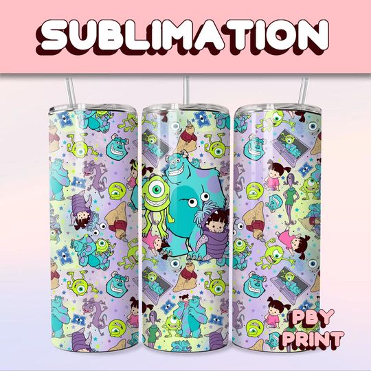 Discover Spooky Monsters & Boo, Sublimation, 20oz Tumbler Wrap, Cute, Magical, Christmas, Halloween, Cartoon, Characters, Libbey Glass Wrap Design