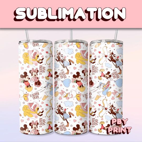 Discover Cute Mouse Couple, Sublimation, 20oz Tumbler Wrap, Rainbow, Magical, Christmas, Halloween, Cartoon, Characters, Libbey Glass Wrap Design