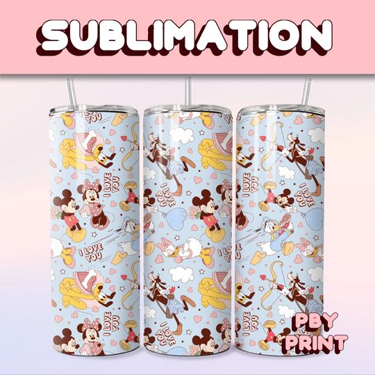 Discover Cute Mouse Love Couple, Sublimation 20oz Tumbler Wrap, Rainbow, Magical, Christmas, Halloween, Cartoon, Characters, Libbey Glass Wrap Design