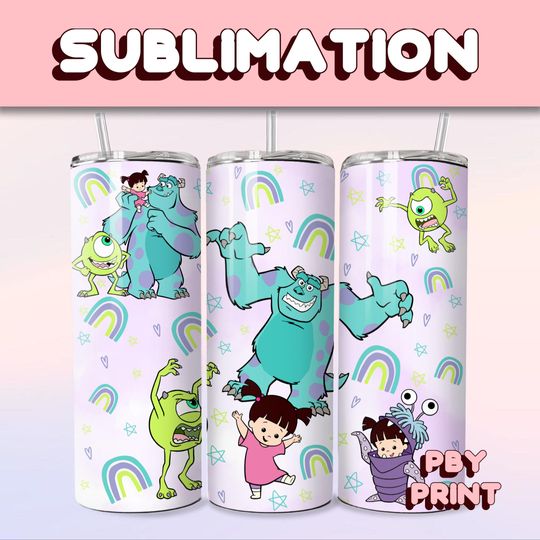 Discover Spooky Monster Friends, Sublimation, 20oz Tumbler Wrap, Cute, Magical, Christmas, Halloween, Cartoon, Characters, Libbey Glass Wrap Design