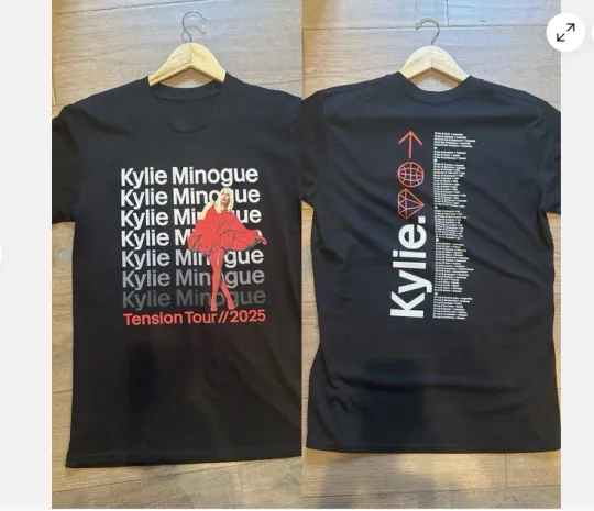 Discover 2025 Kylie Minogue Tension Tour Black T-Shirt