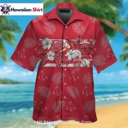 Discover Floral And Baseball Blend Boston Baseball Hawaiian Shirt , Gift for Fan