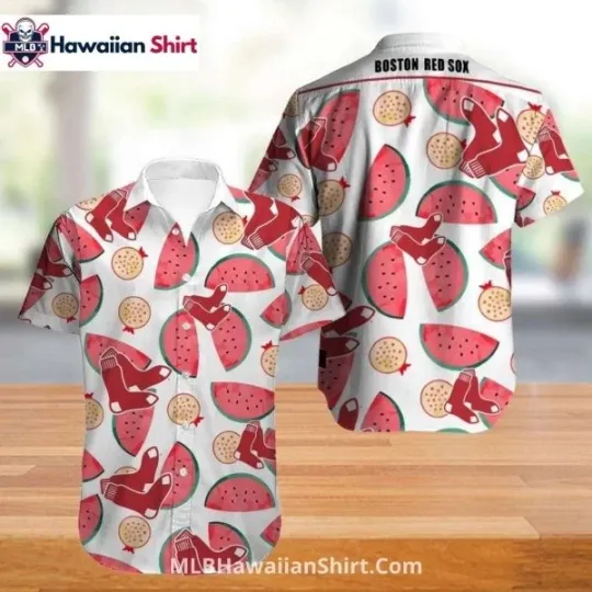 Discover Fruit Slice Print Boston Baseball Hawaiian Shirt , Gift for Fan