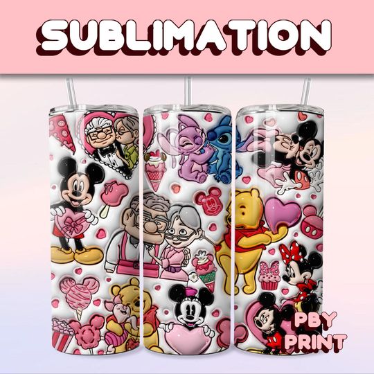 Discover Cute Cartoon Characters & Friends, Sublimation 20oz Tumbler Wrap, Love, Happy, Summer, Movie, Magical, Christmas, Halloween, Libbey Design