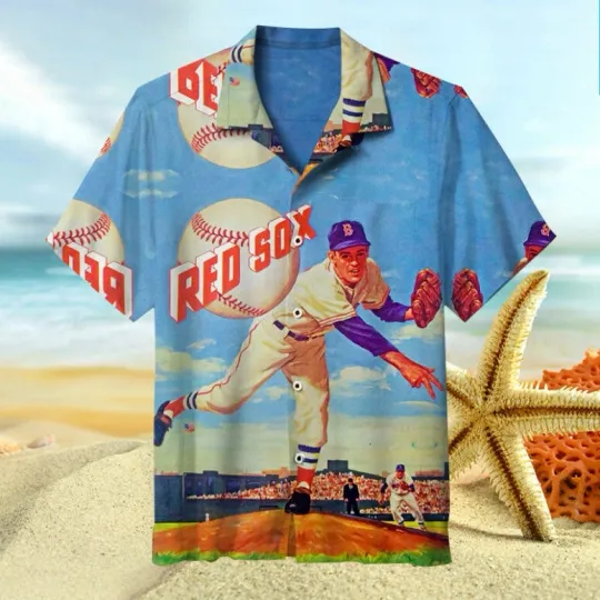 Discover Boston Baseball Vintage Pitcher’s Summer Aloha Unisex Hawaiian Shirt, Gift for Fan