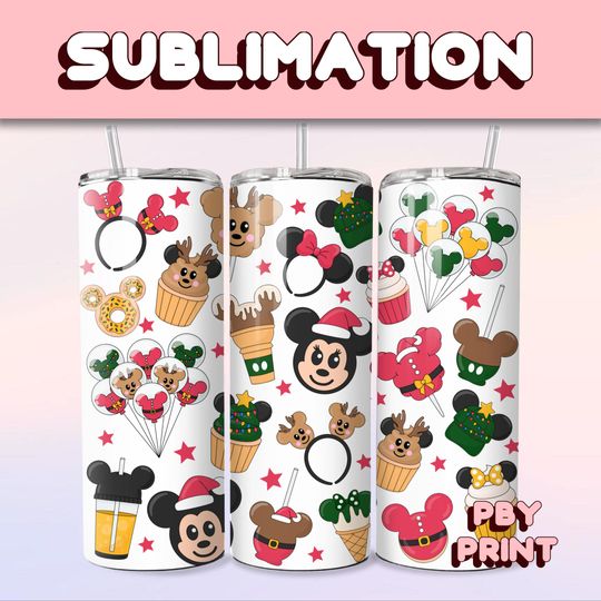 Discover Cute Mouse & Snack Friends, Sublimation 20oz Tumbler Wrap, Summer, Movie, Magical, Christmas, Halloween, Cartoon, Characters, Libbey Design