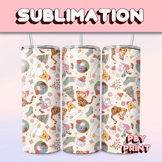 Discover Cute Honey Bear Holidays, Sublimation 20oz Tumbler Wrap, Cute, Magical, Christmas, Halloween, Cartoon, Characters, Libbey Glass Wrap Design