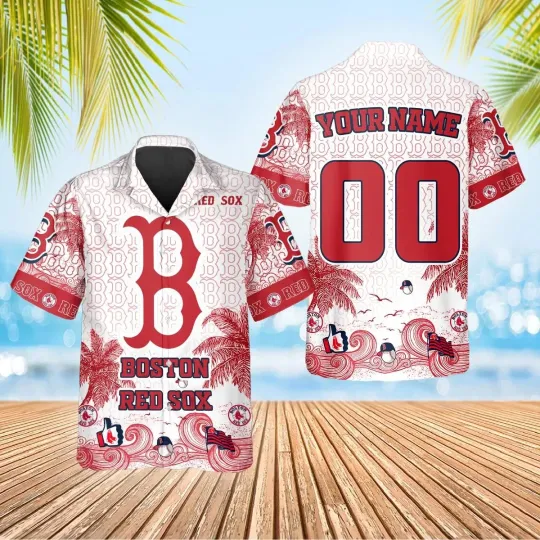 Discover Boston Baseball Retro Waves Summer Aloha Unisex Hawaiian Shirt, Gift for Fan