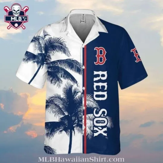 Discover Palm Tree Breeze Boston Baseball Split Hawaiian Shirt , Gift for Fan