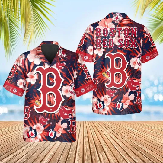 Discover Boston Baseball Floral Logo Summer Aloha Unisex Hawaiian Shirt, Gift for Fan