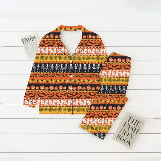 Halloween Pajamas Set, Cute Ghost Shirt, Funny Skeleton Sleepwear, Spooky Season Festive Outfit, Halloween Gift