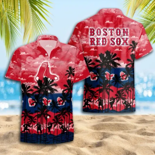 Discover Boston Baseball Sunset Beach Summer Aloha Unisex Hawaiian Shirt, Gift for Fan