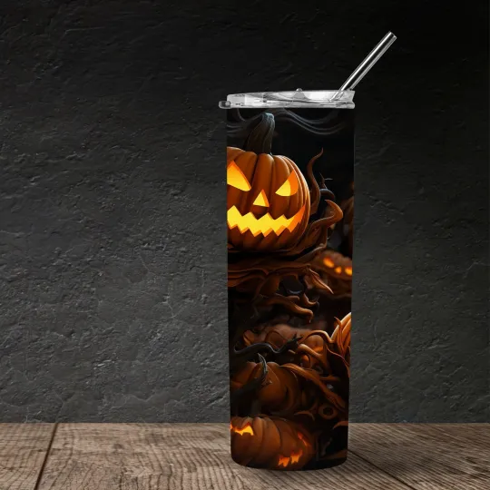 Discover 3D Halloween pumpkins for 20 oz conical tumbler sublimation