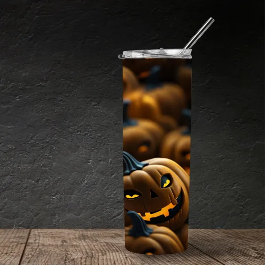 Discover 3D halloween pumpkins for 20 oz conical tumbler sublimation