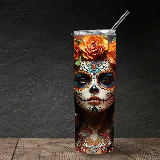 Discover Catrina Halloween 3D sublimation conical tumbler 20 oz.