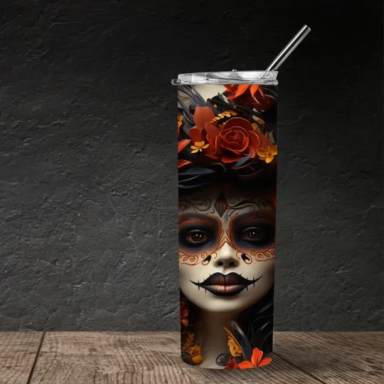 Discover Catrina Halloween 3D sublimation conical tumbler 20 oz.