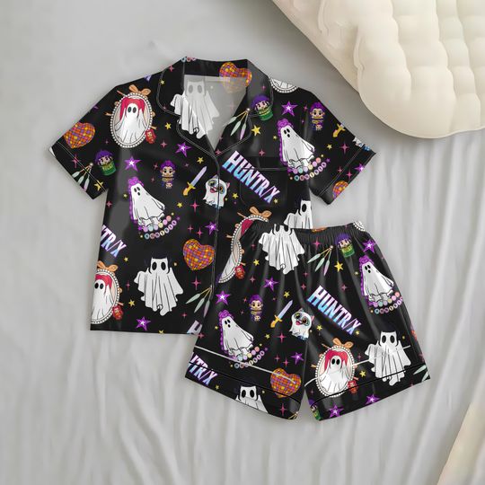 Halloween Kpop Pajamas Set, Music Group Shirt, Holiday Gift for Fan, Demon Hunter Merch