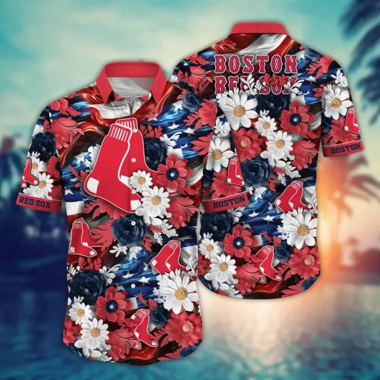 Discover Boston Baseball Tropical Floral Celebration Summer Aloha Unisex Hawaiian Shirt
