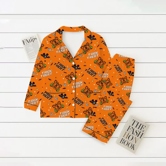 Discover Halloween Pumpkin Mouse Pajamas Set, Halloween WDW Cartoon Homewear, Mk Mouse Sleepwear, Trick Or Treat Nightwear, Spooky Season Gift