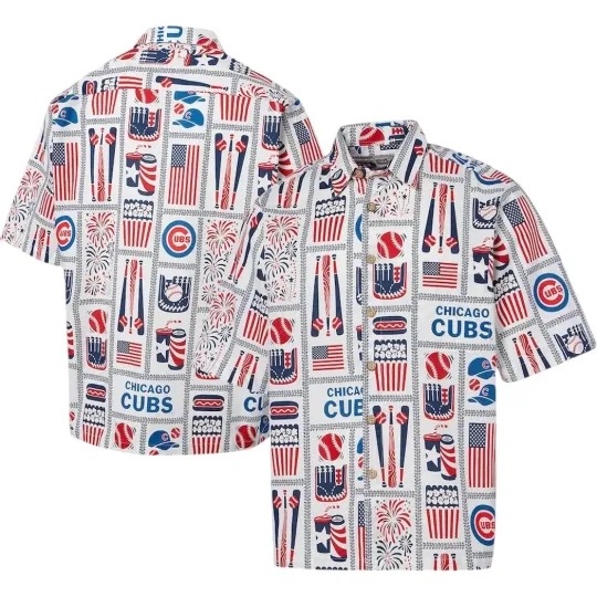 Chicago Cuubs All-American Celebration Summer Aloha Unisex Hawaiian Shirt, Gift for Fan